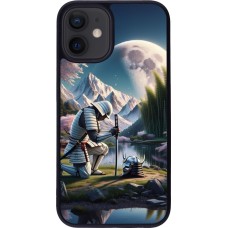 iPhone 12 mini Case Hülle - Silikon schwarz Samurai Katana Mond