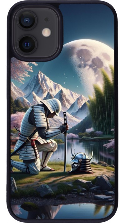 iPhone 12 mini Case Hülle - Silikon schwarz Samurai Katana Mond
