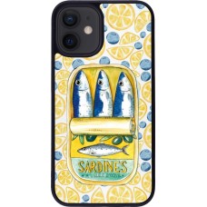 Coque iPhone 12 mini - Silicone rigide noir Sardines in oil 2026