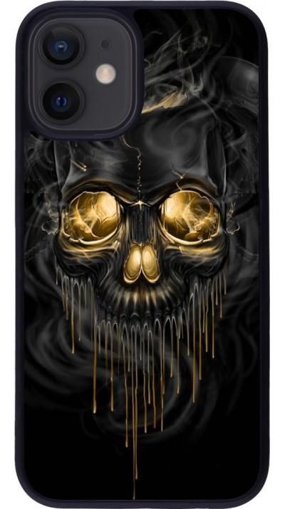 Coque iPhone 12 mini - Silicone rigide noir Skull 02