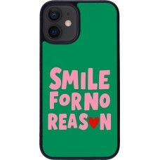 Coque iPhone 12 mini - Silicone rigide noir Smile for no reason 2026