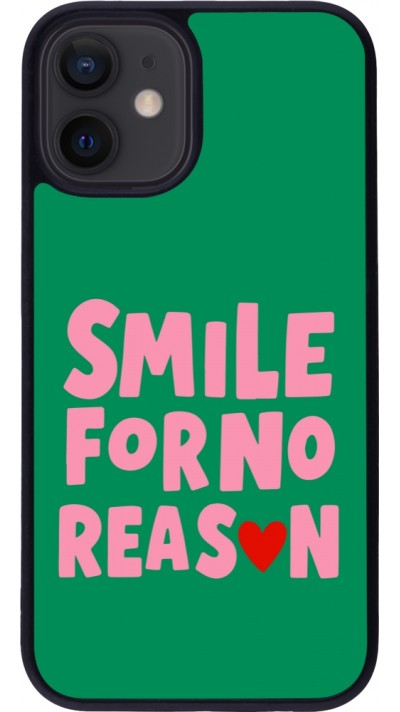 Coque iPhone 12 mini - Silicone rigide noir Smile for no reason 2026