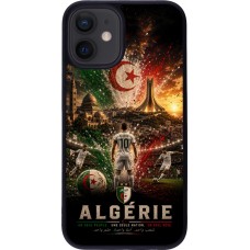 Coque iPhone 12 mini - Silicone rigide noir Football Algérie splash 2026