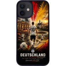 Coque iPhone 12 mini - Silicone rigide noir Football Allemagne splash 2026