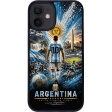 Coque iPhone 12 mini - Silicone rigide noir Football Argentine splash 2026