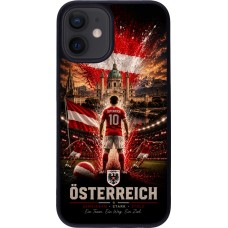 Coque iPhone 12 mini - Silicone rigide noir Football Autriche splash 2026