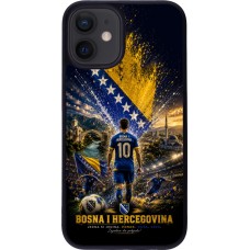Coque iPhone 12 mini - Silicone rigide noir Football Bosnie-Herzégovine splash 2026