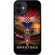 Coque iPhone 12 mini - Silicone rigide noir Football Croatie splash 2026