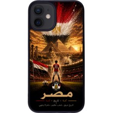 Coque iPhone 12 mini - Silicone rigide noir Football Égypte splash 2026