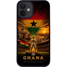 Coque iPhone 12 mini - Silicone rigide noir Football Ghana splash 2026