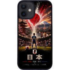 Coque iPhone 12 mini - Silicone rigide noir Football Japon splash 2026