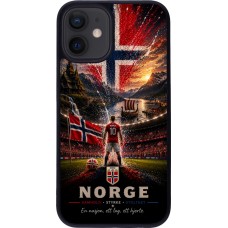 Coque iPhone 12 mini - Silicone rigide noir Football Norvège splash 2026