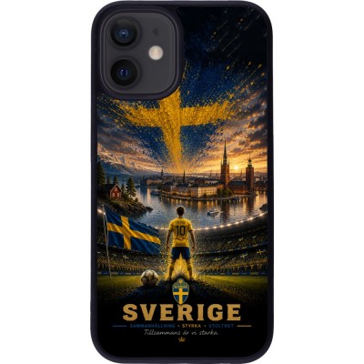 Coque iPhone 12 mini - Silicone rigide noir Football Suède splash 2026