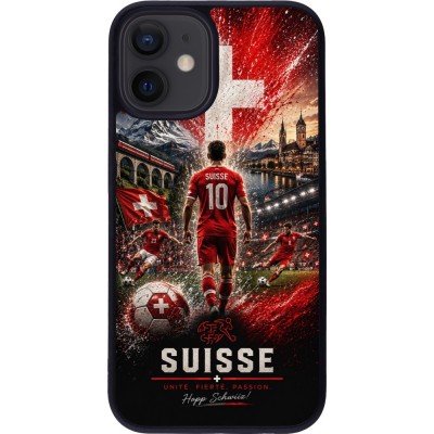 iPhone 12 mini Case Hülle - Silikon schwarz Fussball Suisse splash 2026