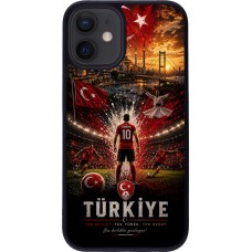 Coque iPhone 12 mini - Silicone rigide noir Football Turquie splash 2026