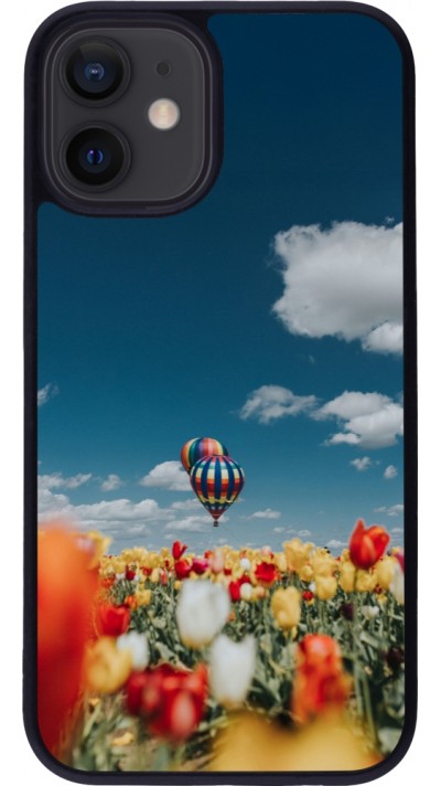 Coque iPhone 12 mini - Silicone rigide noir Hot air balloon 2026