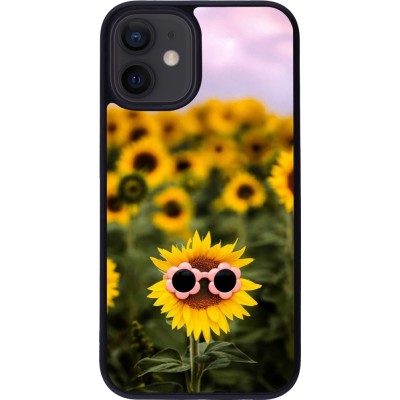 Coque iPhone 12 mini - Silicone rigide noir Sunflower with glasses Spring 2026