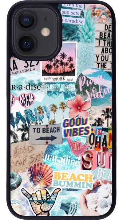 Coque iPhone 12 mini - Silicone rigide noir Summer 20 collage