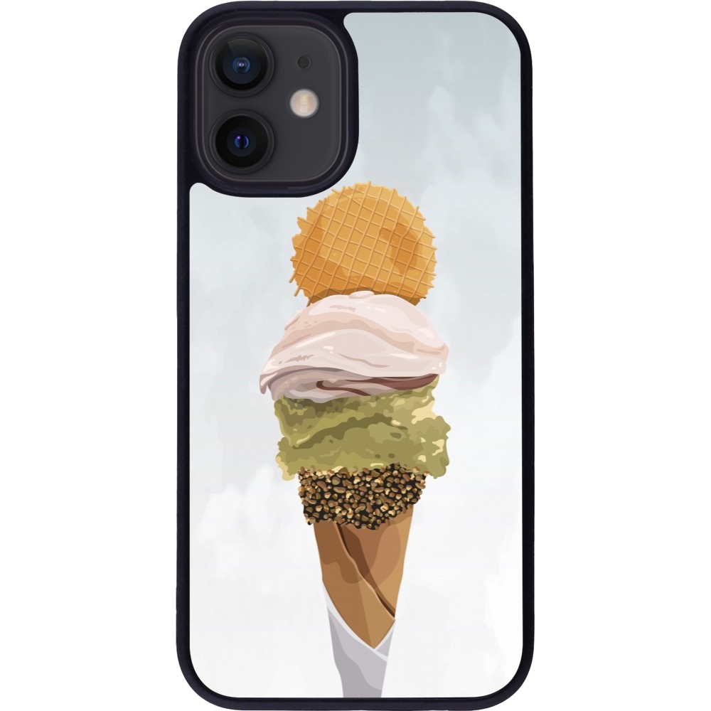 Coque iPhone 12 mini - Silicone rigide noir Summer 2025 Cornet