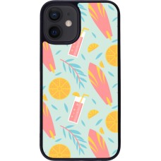 iPhone 12 mini Case Hülle - Silikon schwarz Summer 2025 Pattern citron