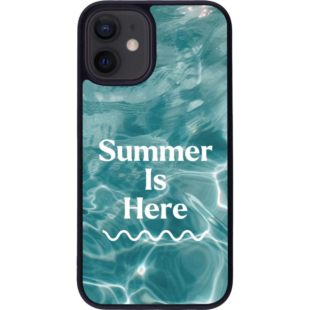 Coque iPhone 12 mini - Silicone rigide noir Summer 2025 Summer is here