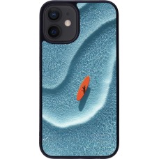 Coque iPhone 12 mini - Silicone rigide noir Orange surf Summer 2026