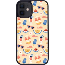Coque iPhone 12 mini - Silicone rigide noir Pattern Summer 2026
