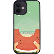 Coque iPhone 12 mini - Silicone rigide noir Views through a watermelon Summer 2026