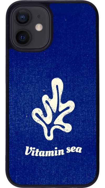 Coque iPhone 12 mini - Silicone rigide noir Vitamin sea Summer 2026