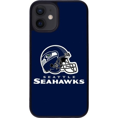 Coque iPhone 12 mini - Silicone rigide noir Super Bowl 26 Seattle 3