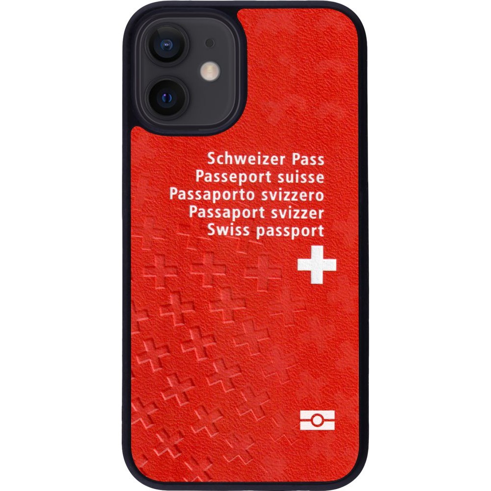 Coque iPhone 12 mini - Silicone rigide noir Swiss Passport