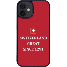 Coque iPhone 12 mini - Silicone rigide noir Switzerland Great Since 1291