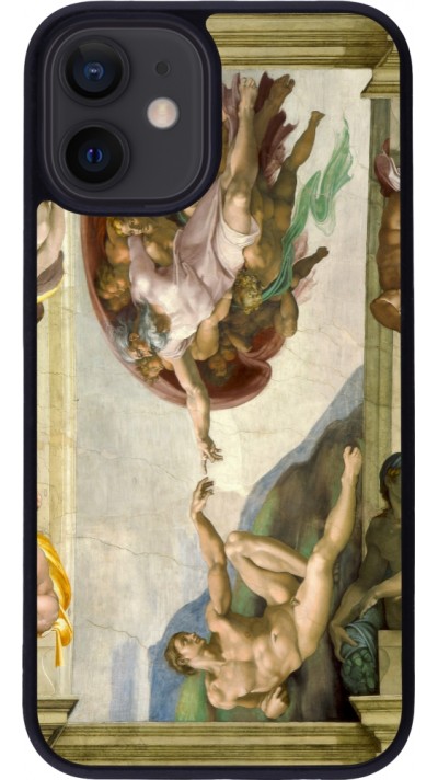 iPhone 12 mini Case Hülle - Silikon schwarz Kunstbild - Die Erschaffung Adams - Michelangelo