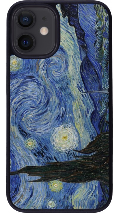 iPhone 12 mini Case Hülle - Silikon schwarz Kunstbild - Sternennacht - Van Gogh