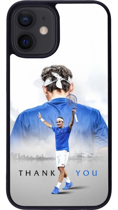 Coque iPhone 12 mini - Silicone rigide noir Thank you Roger