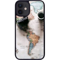 Coque iPhone 12 mini - Silicone rigide noir Travel 01
