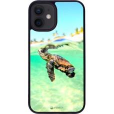 Coque iPhone 12 mini - Silicone rigide noir Turtle Underwater