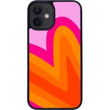 Coque iPhone 12 mini - Silicone rigide noir Valentine 2024 heart gradient