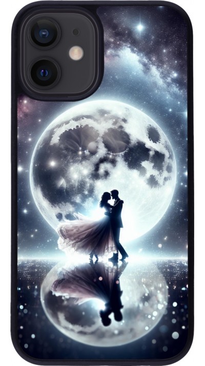 iPhone 12 mini Case Hülle - Silikon schwarz Valentin 2024 Liebe unter dem Mond