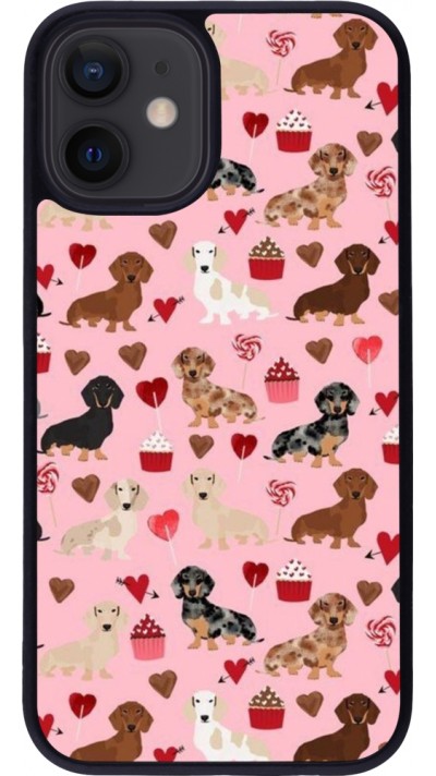 iPhone 12 mini Case Hülle - Silikon schwarz Valentine 2024 puppy love