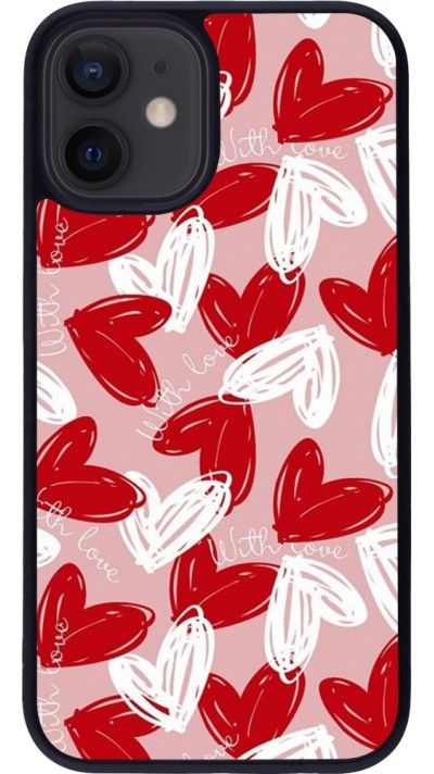 iPhone 12 mini Case Hülle - Silikon schwarz Valentine 2024 with love heart