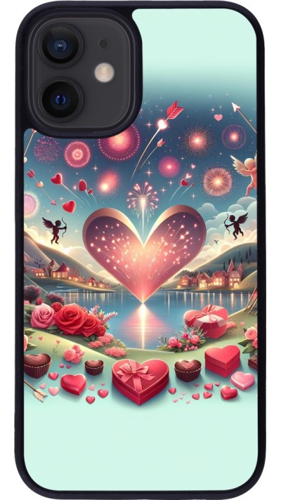 iPhone 12 mini Case Hülle - Silikon schwarz Valentin 2025 Schick