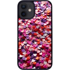 Coque iPhone 12 mini - Silicone rigide noir Valentine 2025 Confetti