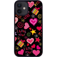 iPhone 12 mini Case Hülle - Silikon schwarz Valentine 2023 love symbols