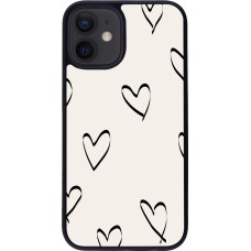 iPhone 12 mini Case Hülle - Silikon schwarz Valentine 2023 minimalist hearts