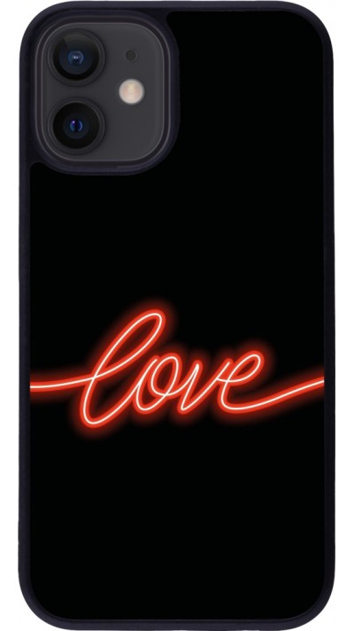 iPhone 12 mini Case Hülle - Silikon schwarz Valentine 2023 neon love