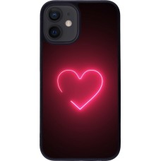 iPhone 12 mini Case Hülle - Silikon schwarz Valentine 2023 single neon heart