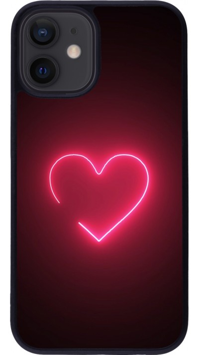 iPhone 12 mini Case Hülle - Silikon schwarz Valentine 2023 single neon heart