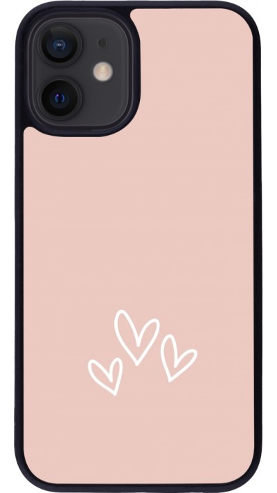 iPhone 12 mini Case Hülle - Silikon schwarz Valentine 2023 three minimalist hearts