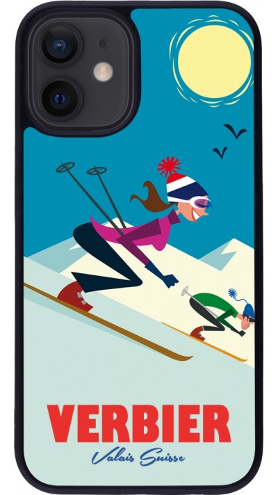iPhone 12 mini Case Hülle - Silikon schwarz Verbier Ski Downhill